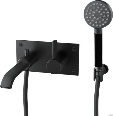 Grifo termostático de pared para bañera ARM036, Latón Negro Mate