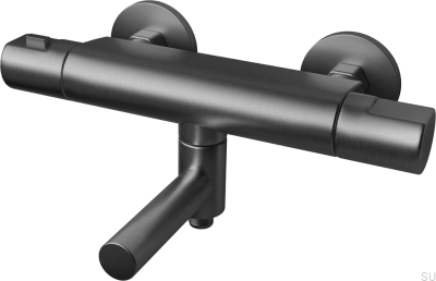 Grifo termostático de pared para bañera ARM022-150 Latón Negro Cromo Cepillado