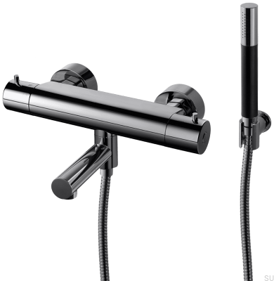Grifo termostático para baño y ducha EVM026-150 Latón Negro Cromo