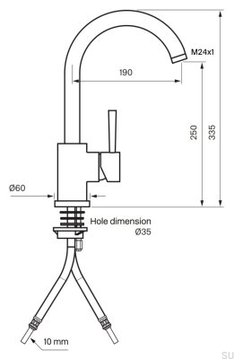 Grifo de cocina EVO180, latón cromado