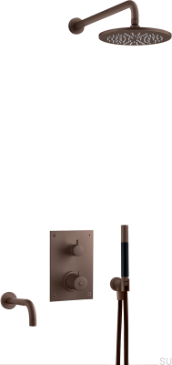 Conjunto de ducha con grifo termostático a presión y caño para bañera BOX7368 ED2 Latón Marrón