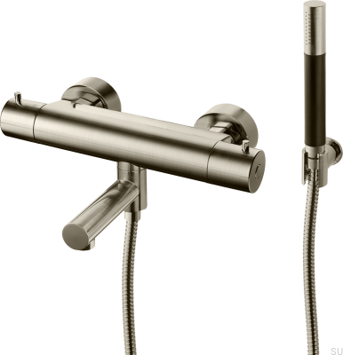 Grifo termostático para baño y ducha EVM026-150 Latón Níquel Cepillado