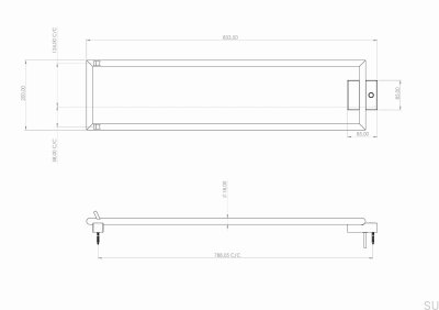Radiador de baño TW800-200 Acero Negro Mate