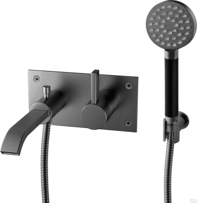 Grifo termostático de pared para bañera ARM036 Latón Negro Cromo Cepillado