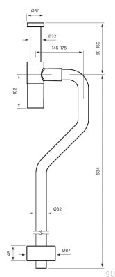 Sifón para lavabo con tubo en S XA200, Latón Marrón 