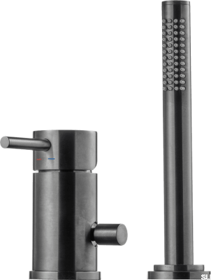 Grifo para bañera con rociador BI048, Latón, Cromo Cepillado Negro 