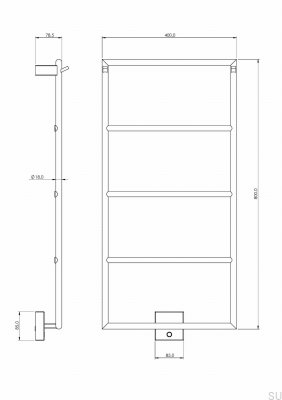 Radiador de baño TW800-400 Acero Negro Cromo PVD