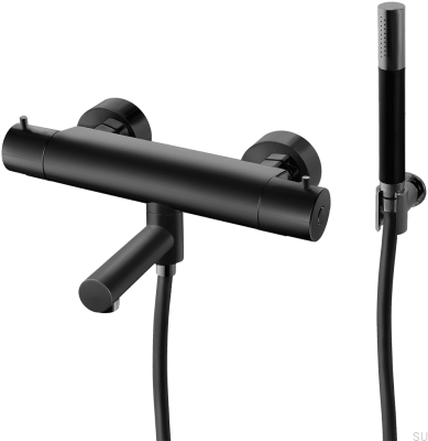 Grifo termostático para baño y ducha EVM026-150 Latón Negro Mate