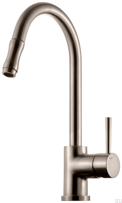 Grifo de cocina con caño extraíble EVO185, Latón Níquel Cepillado