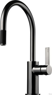 Grifo de cocina con caño extraíble ARM375, Latón, Cromo negro