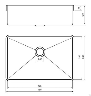 Lavabo de empotrar TA4328 Acero Latón PVD