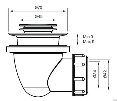 Tapón bañera emergente 22200 Latón Negro Mate