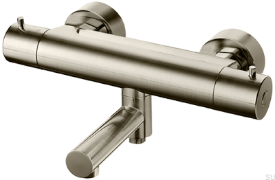 Grifo termostático para baño y ducha EVM022-150 Latón Níquel Cepillado