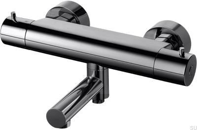 Grifo termostático para baño y ducha EVM022-150 Latón Negro Cromo
