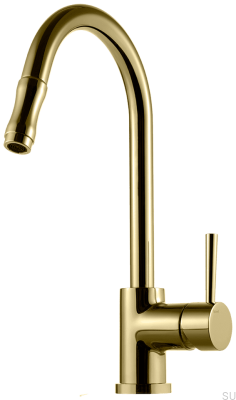 Grifo de cocina con caño extraíble EVO185, Latón Dorado Miel