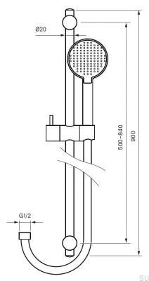 Barra de ducha Dso con soporte de pared regulable ZSAL400 Latón cromado