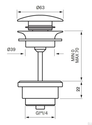 Tapón Pop-up Universal para Lavabo 74400 Latón Níquel Cepillado