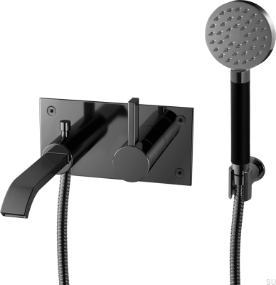 Grifo termostático de pared para bañera ARM036, Latón, Cromo Negro