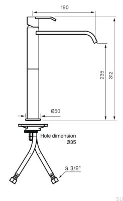 Grifo para lavabo alto VIC081, Latón Marrón