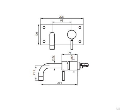 Grifo para lavabo 230 BOX008 Latón cromado