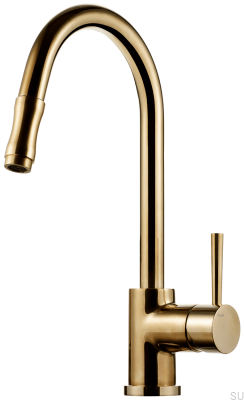 Grifo de cocina con caño extraíble EVO185, latón pulido, sin pintar