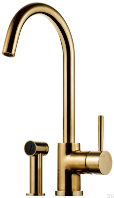 Grifo de cocina de dos orificios con ducha EVO200 Latón Pulido Sin Pintar