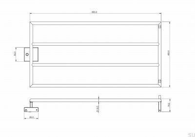 Radiador de baño TW400-800 Acero Negro Mate