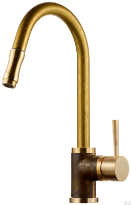 Grifo de cocina con caño extraíble EVO185 Grottesco Latón, Sin pintar