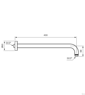 Brazo de ducha de pared 380 ZSOF034 Latón cromado