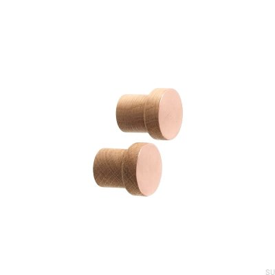Pomo para mueble de madera Copper 30, roble con cobre cepillado sin barnizar