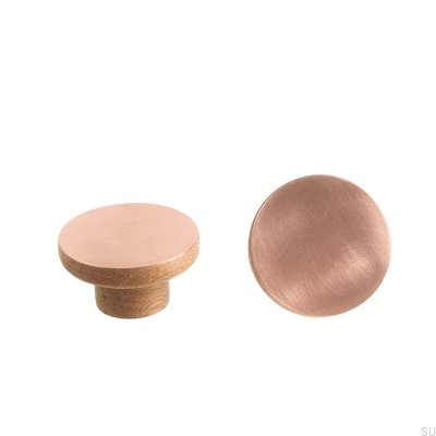 Pomo para muebles de madera de roble Copper 55 con cobre cepillado, sin barnizar