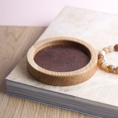 Bandeja joyería Moon 10 de madera con cobre oxidado 