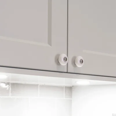 Pomo para mueble 409 Porcelánico cromado pulido