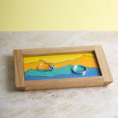 Bandeja de joyería esmaltada de madera Scene Sunrise 