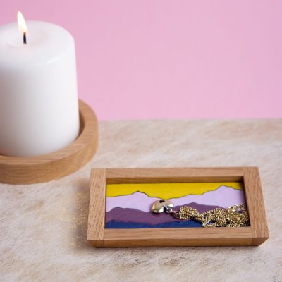Bandeja de joyería esmaltada de madera Scene Sunset 