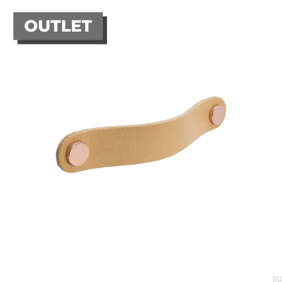 Tirador para mueble largo Loop Round 128, piel natural con cobre