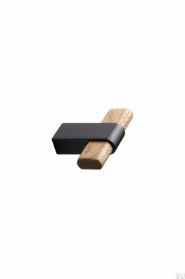 Perilla para muebles de metal negro mate con cruce de 50 barras en T y madera de roble