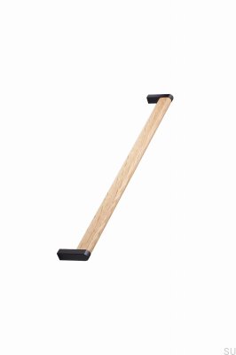 Tirador para muebles Crossing 320 Metal Matt Black con madera de roble