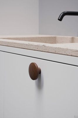 Pomo para mueble Discos 30 de madera, nogal italiano