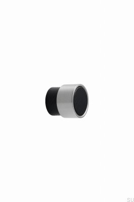 Pomo para mueble Radio Mini 26, Madera Fresno, Negro y Plata