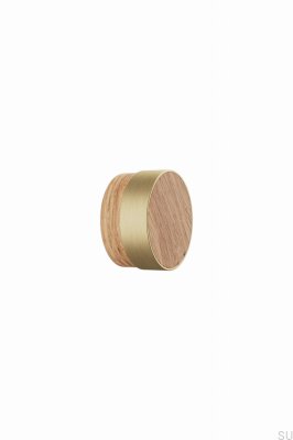 Pomo para mueble Radio 49 de madera de roble con acabado dorado cepillado