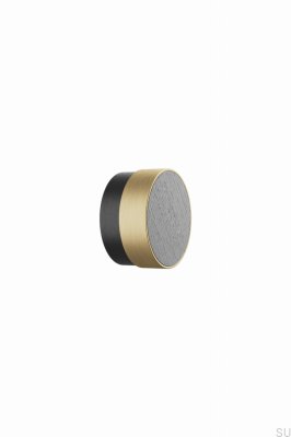 Pomo para mueble Radio 49 de madera de fresno negro con acabado dorado cepillado