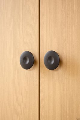 Pomo para muebles Dimple 80 de madera de fresno negro