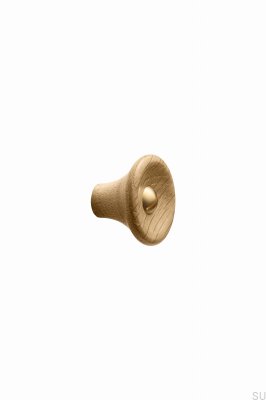 Pomo para mueble Recta 38 de madera de roble con acabado dorado pulido