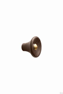 Pomo para mueble de madera Recta 38 en nogal italiano con acabado dorado pulido