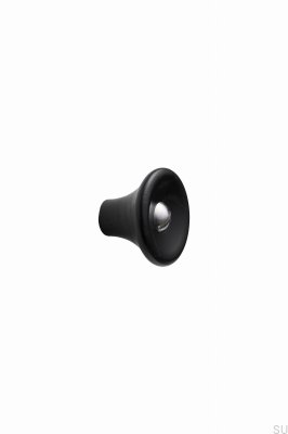 Pomo para muebles de madera Recta 38 color negro ceniza con acabado pulido en plata