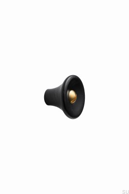 Pomo para mueble de madera Recta 38, fresno negro con dorado