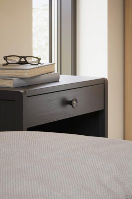 Pomo para mueble de madera Recta 38, fresno negro con dorado