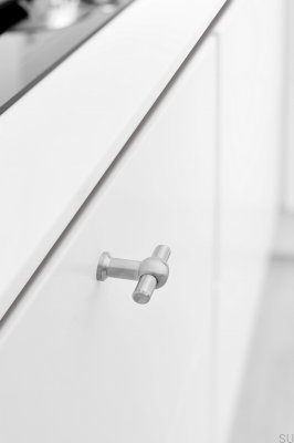 Perilla para muebles de acero pulido plateado de 20 mm con barra en T para cortina