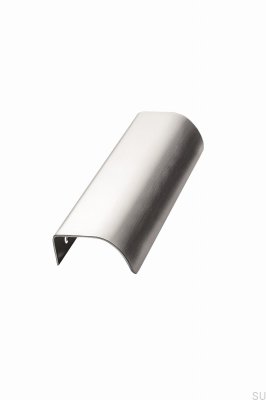 Tirador para mueble de acero con borde satinado plateado de 160 mm.